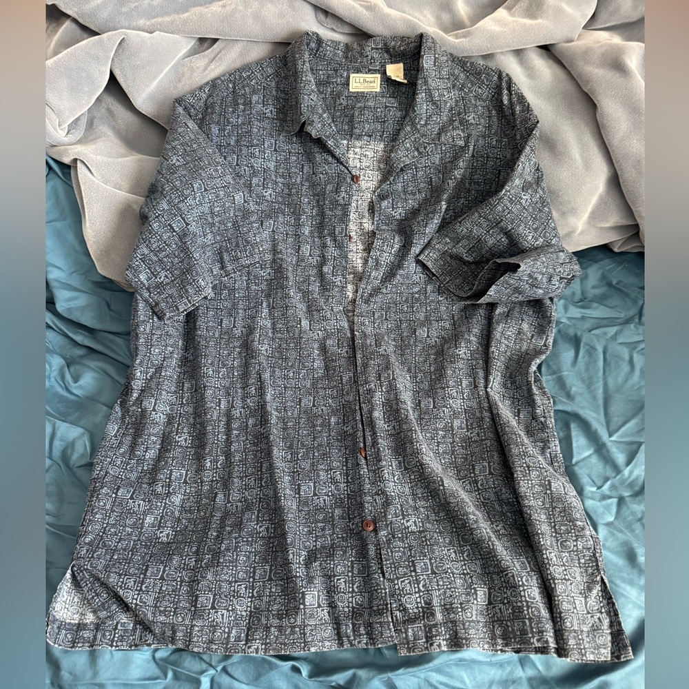 L.L. Bean Navy Geometric Shirt